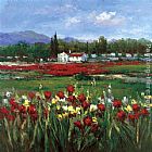 Hulsey Red Flower Field painting
